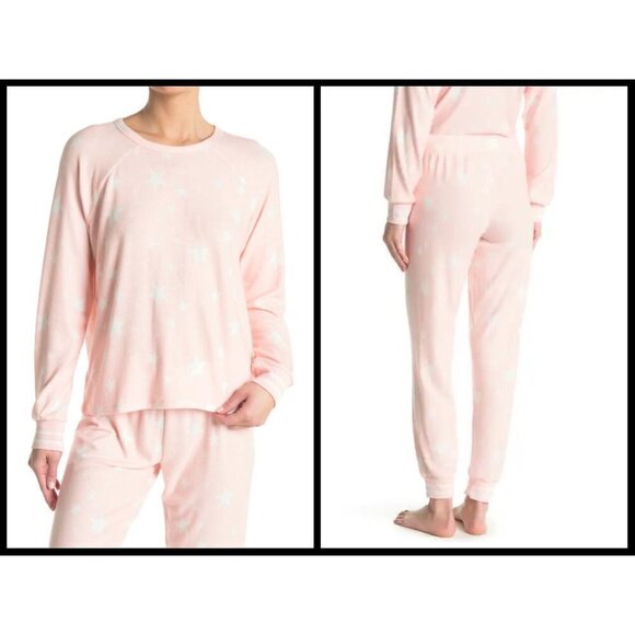 💕PJ SALVAGE💕 Pajama Set ~ Star Print Peach Pink Large L NWT